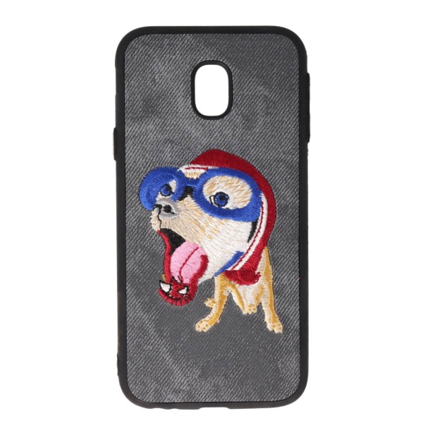 Back Cover Θήκη Με Επένδυση Ύφασμα Και Σχέδιο Σκύλος (Samsung Galaxy J3 2017)