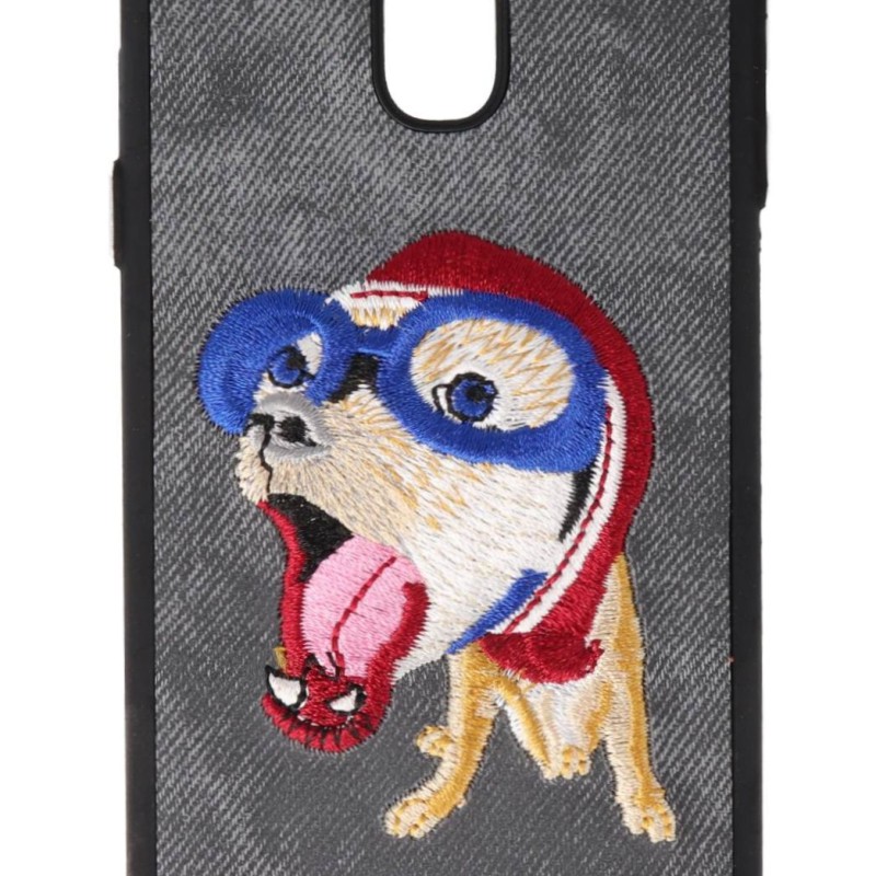 Back Cover Θήκη Με Επένδυση Ύφασμα Και Σχέδιο Σκύλος (Samsung Galaxy J3 2017)