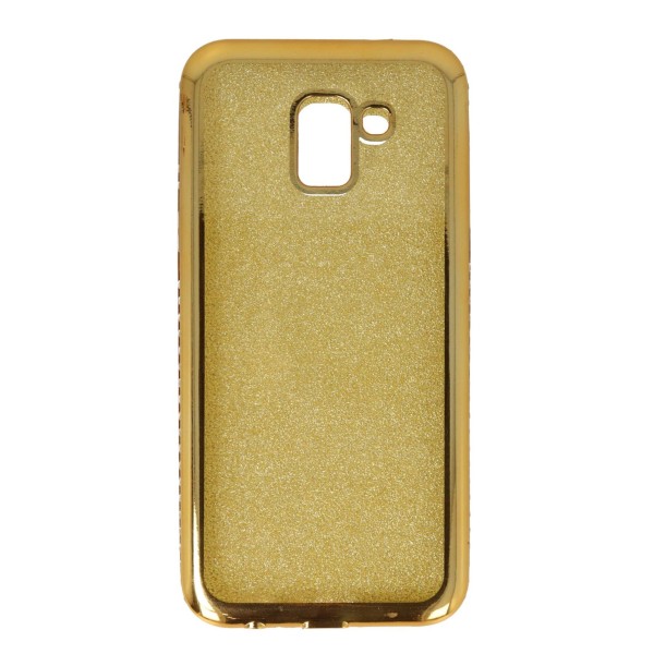 Air Jacket Back Cover Θήκη Σιλικόνης Με Στρασάκια Στις Άκρες Και Πλάτη Γκλίτερ Χρυσό (Samsung Galaxy J6 2018)
