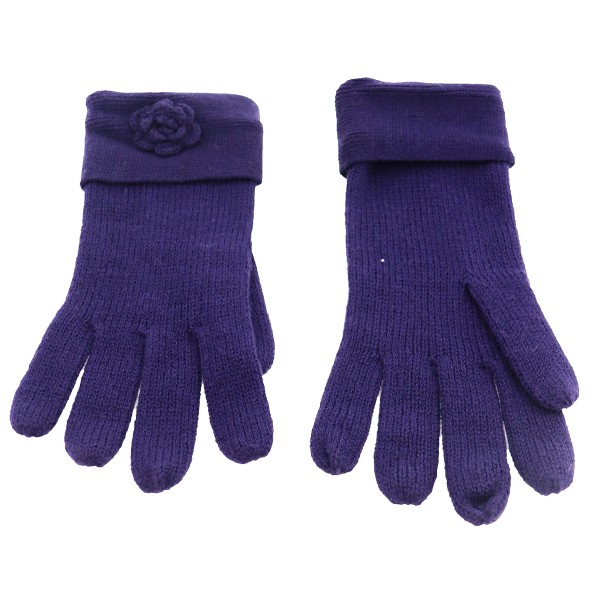 Women's Gloves In Purple Color With Flower
