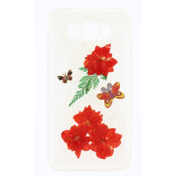 Back Cover Θήκη Με Γκλίτερ Και Σχέδιο Λουλούδια (Samsung Galaxy J7 2016)