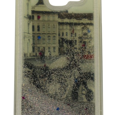 Back Cover Θήκη Σιλικόνης Με Κινούμενη Χρυσόσκονη Ασημί Και Σχέδιο Μηχανή (Samsung Galaxy A3 2016)