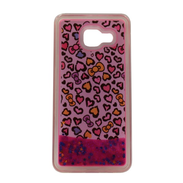 Back Cover Θήκη Σιλικόνης Με Κινούμενη Χρυσόσκονη Ροζ Και Σχέδιο Καρδούλες (Samsung Galaxy A5 2016)