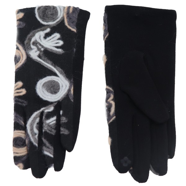 Prahar Women's Patterned Touch Gloves Gray With Salmon