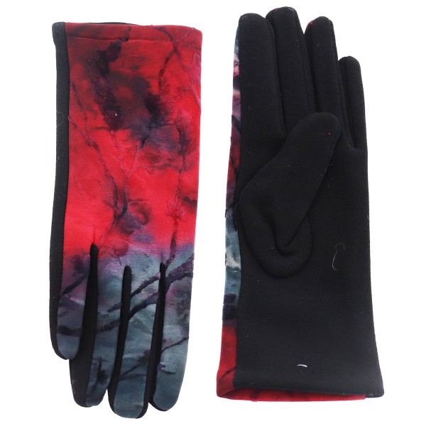 Prahar Women's Gloves In Red Gray Color Gothic Style