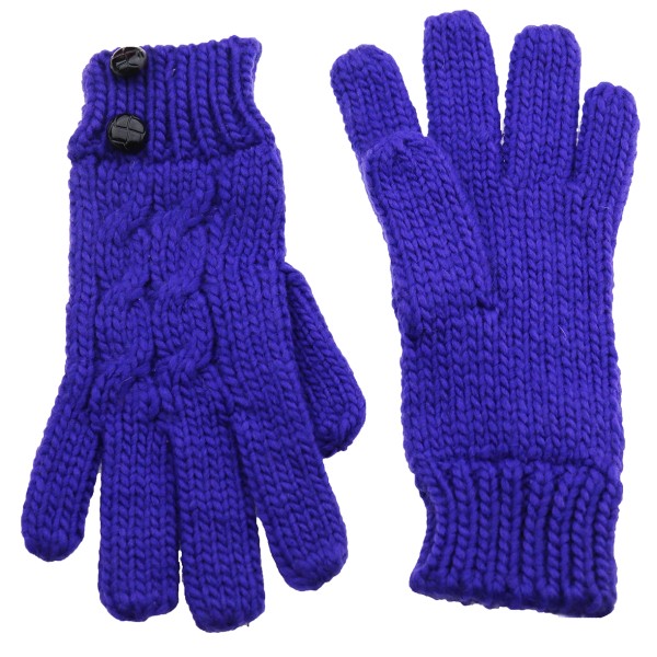 Purple Women's Knitted Gloves With Stamion Buttons