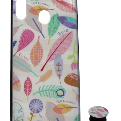 Back Cover Θήκη Με Σχέδιο Φύλλα Και Pop Socket (Samsung Galaxy M20)