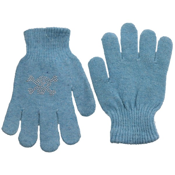 Εφηβικά Πλεκτά Γάντια με Νεκροκεφαλή Σε Μπλε Χρώμα