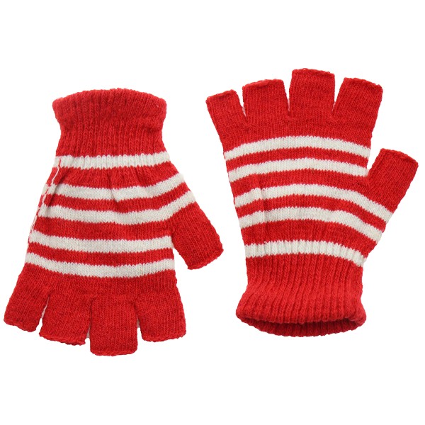 Magic Gloves Παιδικά Γάντια Κομμένα Ριγέ Κόκκινο-Άσπρο