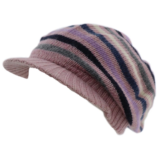 Fonem Πλεκτά Γυναικεία Τραγιάσκα Ριγέ Ροζ-Μπλε