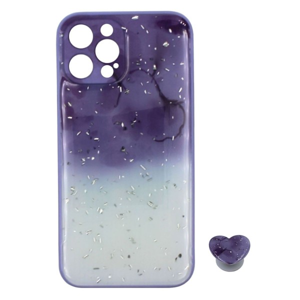 Back Cover Θήκη Με Σχέδιο Μάρμαρο Δίχρωμο Και Popsocket (Iphone 12 Pro Max)