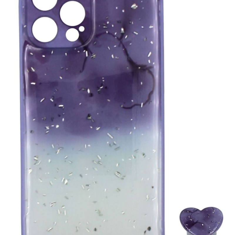 Back Cover Θήκη Με Σχέδιο Μάρμαρο Δίχρωμο Και Popsocket (Iphone 12 Pro Max)