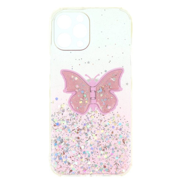 Back Cover Θήκη Με Ενσωματωμένο Pop Socket Πεταλούδα (Iphone 12 Pro Max)