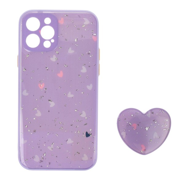 Back Cover Θήκη Με Σχέδιο Καρδούλες Και Pop Socket (Iphone 12 Pro)