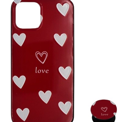 Θήκη Back Cover Με Σχέδιο Καρδούλες Και Pop Socket (Iphone 12 Mini)