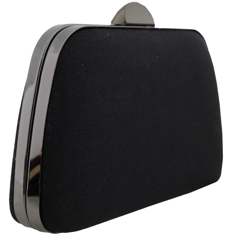 Yerli Uretim Γυναικείο Clutch Σε Μαύρο Χρώμα Υφασμάτινο Με Glitter