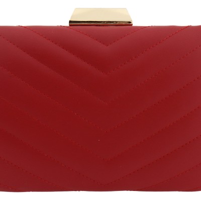 Γυναικείο Clutch Σε Κόκκινο Χρώμα Καπιτονέ Δερματίνη Bag To Bag