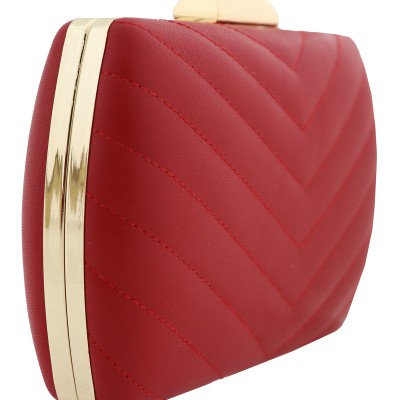 Γυναικείο Clutch Σε Κόκκινο Χρώμα Καπιτονέ Δερματίνη Bag To Bag