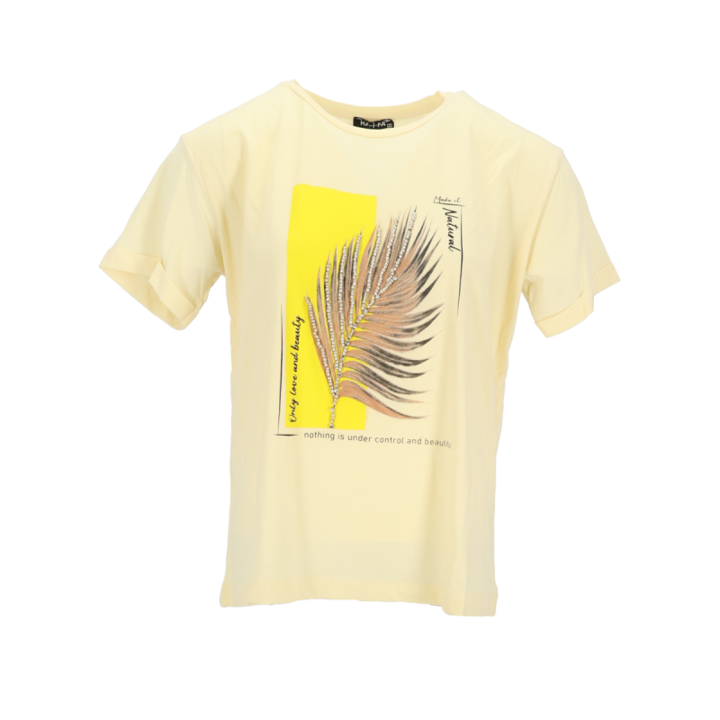 Γυναικέιο T-Shirt με Στάμπα Στο Μπροστινό Μέρος
