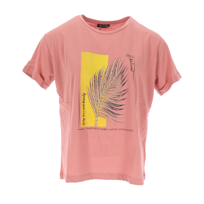 Γυναικέιο T-Shirt με Στάμπα Στο Μπροστινό Μέρος