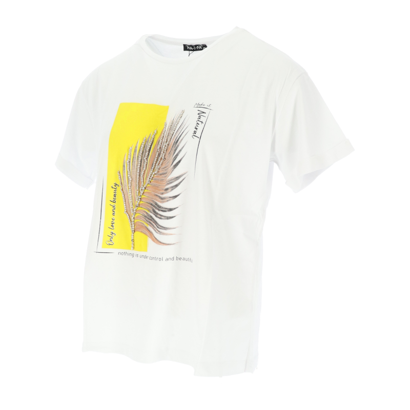 Γυναικέιο T-Shirt με Στάμπα Στο Μπροστινό Μέρος