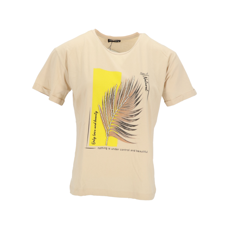 Γυναικέιο T-Shirt με Στάμπα Στο Μπροστινό Μέρος