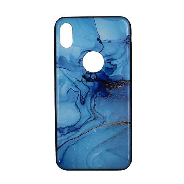 Technovo Back Cover Θήκη Με Σχέδιο Μάρμαρο Γαλάζιο With Logo Hole (Iphone Xs Max)