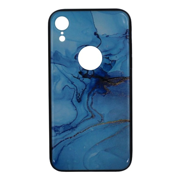 Technovo Back Cover Θήκη Με Σχέδιο Μάρμαρο Γαλάζιο With Logo Hole (Iphone XR)