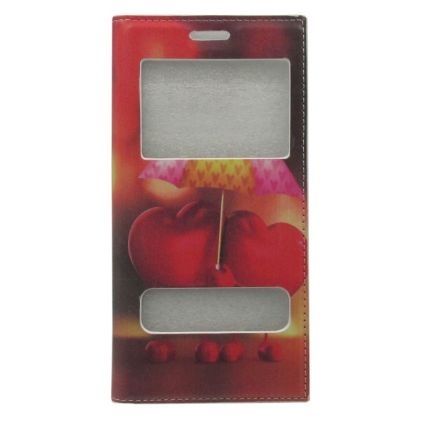 Θήκη Book Δερματίνης Με Call Display, Δυνατότητα Απάντησης Και Σχέδιο Καρδιές (Iphone 7 Plus & Iphone 8 Plus)