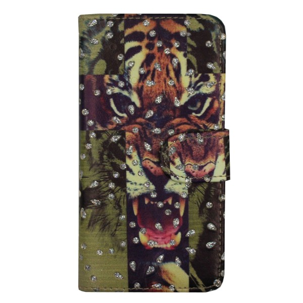 Θήκη Book Wallet Πορτοφόλι Με Στρασάκια Και Σχέδιο Τίγρης (Iphone 6 & Iphone 6s)