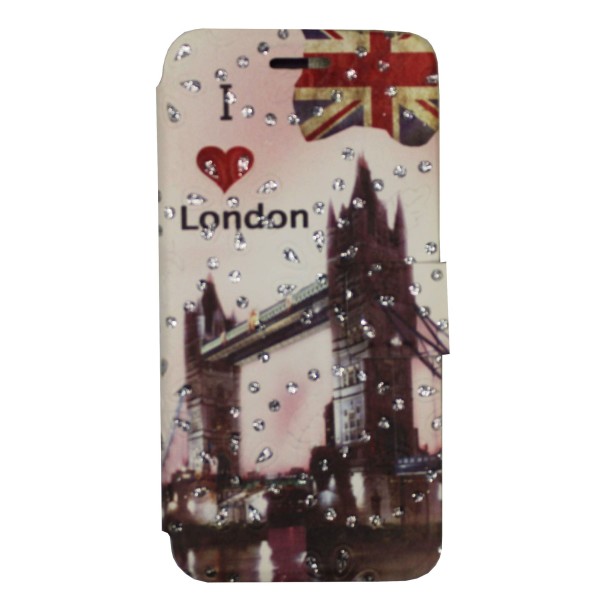 Θήκη Book Wallet Πορτοφόλι Με Στρασάκια Και Σχέδιο London (Iphone 6 & Iphone 6s)