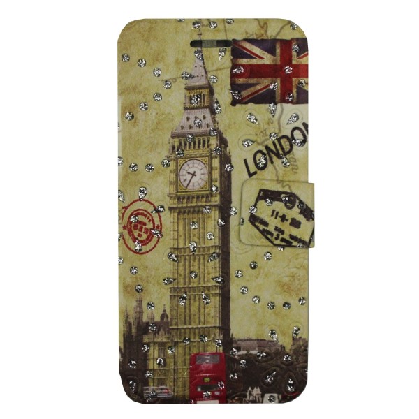 Θήκη Book Wallet Πορτοφόλι Με Σχέδιο London Και Στρασάκια (Iphone 6 & Iphone 6s)