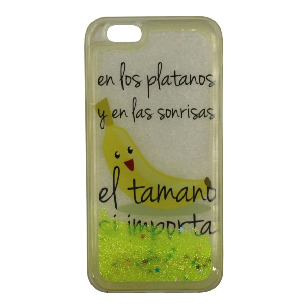 Back Cover Θήκη Σιλικόνης Με Κινούμενη Χρυσόσκονη Κίτρινη Και Σχέδιο Μπανάνα (Iphone 6 & Iphone 6s)