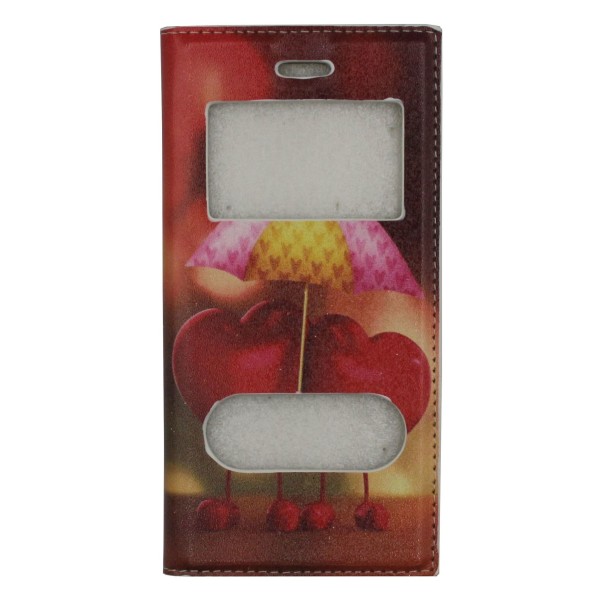 Θήκη Book Δερματίνης Με Call Display, Δυνατότητα Απάντησης Και Σχέδιο Καρδιές (Iphone 5 & Iphone 5s & Iphone SE 2016)