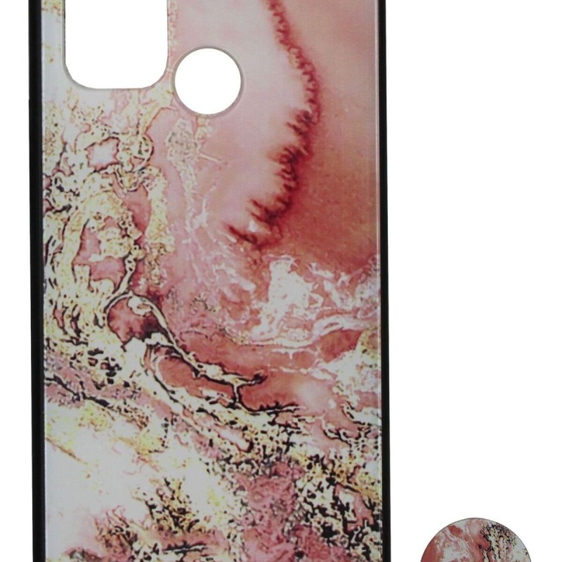 Back Cover Θήκη Με Σχέδιο Μάρμαρο Και Σχέδιο Pop Socket (Realme 7i & Realme C17)