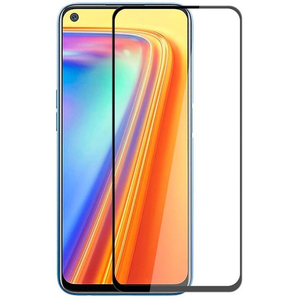 Fullscreen Tempered Glass Μαύρο (Realme 7i)