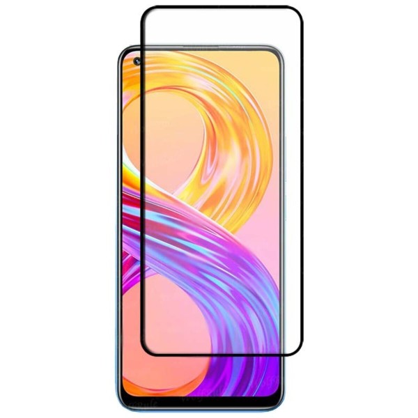 Fullscreen Tempered Glass Μαύρο (Realme 8i)