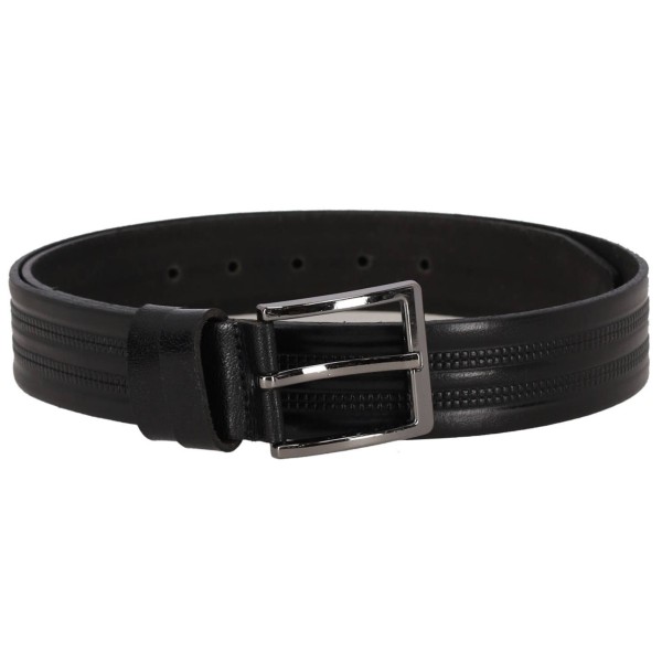 Leather Belt Ανδρική Ζώνη Δερμάτινη σε Μαύρο Χρώμα Ανάγλυφο