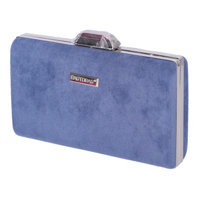 Bag To Bag Γυναικείο Βραδινό Τσαντάκι Clutch Σουέτ Σε Μπλε Χρώμα