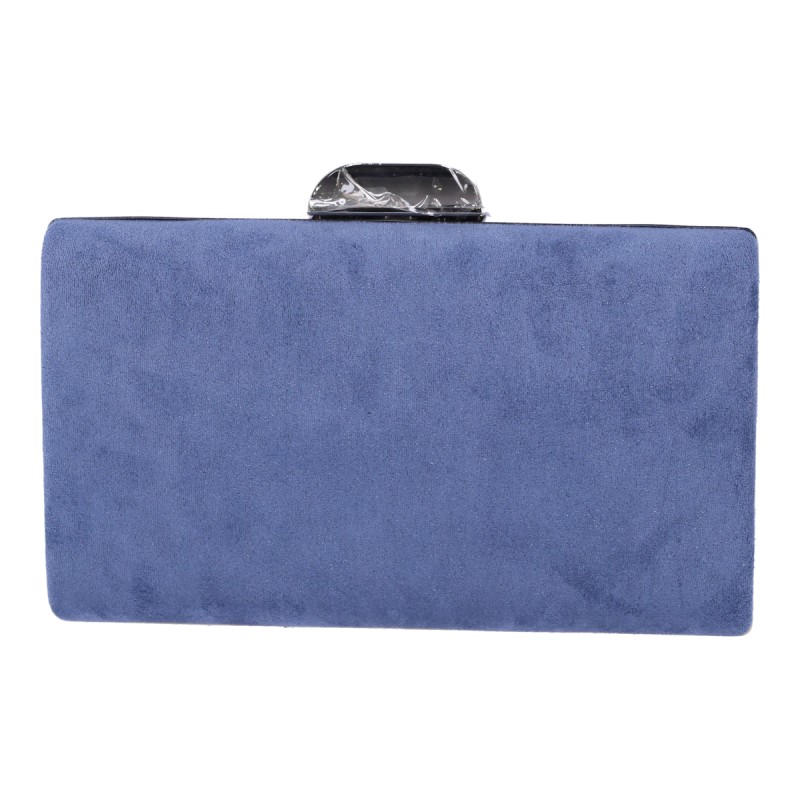 Bag To Bag Γυναικείο Βραδινό Τσαντάκι Clutch Σουέτ Σε Μπλε Χρώμα
