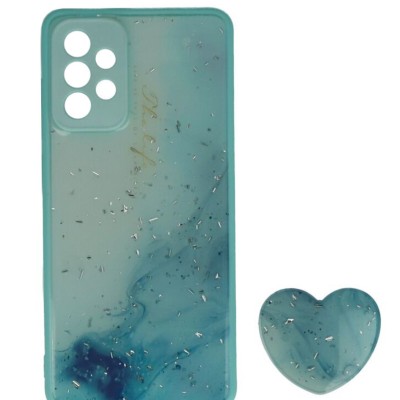 Back Cover Θήκη Με Σχέδιο Watercolor Γαλάζιο Και Pop Socket (Samsung Galaxy A72)