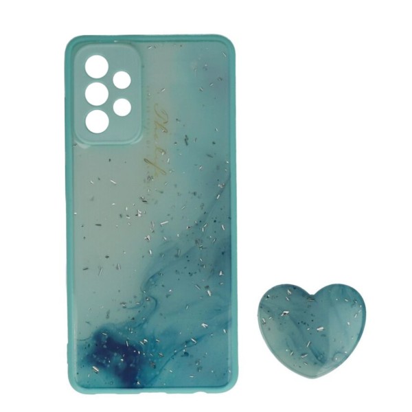 Back Cover Θήκη Με Σχέδιο Watercolor Γαλάζιο Και Pop Socket (Samsung Galaxy A72)