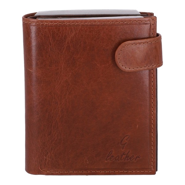 Genuine Leather Ανδρικό Πορτοφόλι με Κούμπωμα σε Καφέ Χρώμα Δέρμα