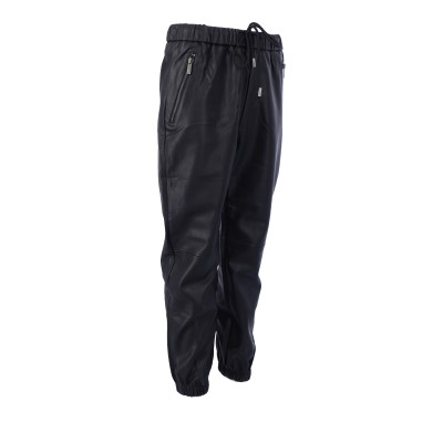 OEM Leather Pants With Rubber Bottom In Black Color
