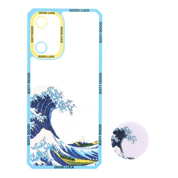 Back Cover Θήκη Σιλικόνης Διάφανη Με Σχέδιο Κύματα Και Pop Socket (Samsung Galaxy A13 4G & Samsung Galaxy A32 5G)