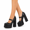 Mia Shoes Γυναικεία Γόβα Με Φιάπα Και Χοντρό Τακούνι