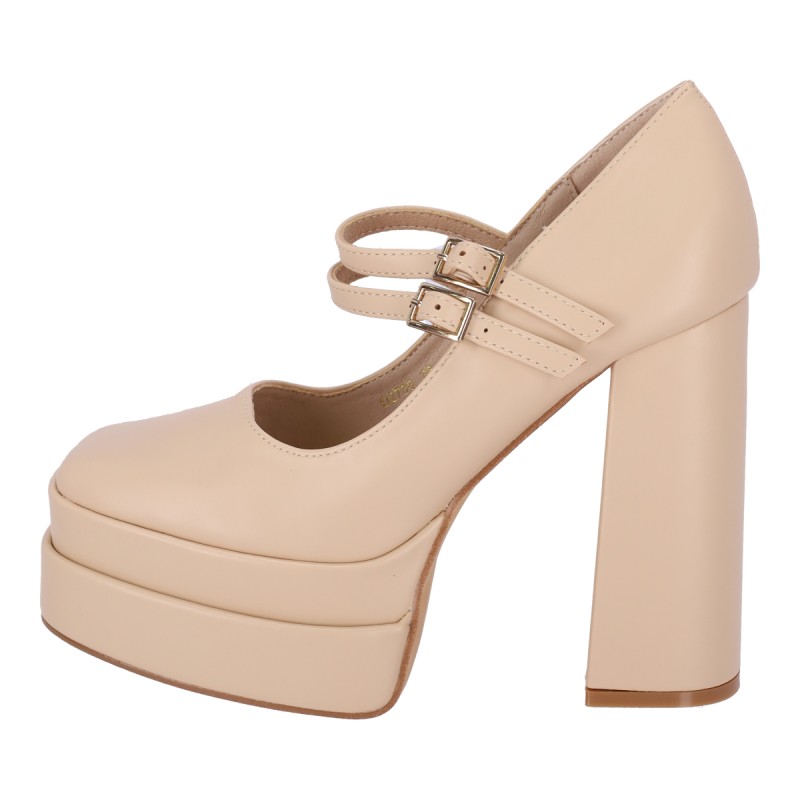 Mia Shoes Γυναικεία Γόβα Με Φιάπα Και Χοντρό Τακούνι