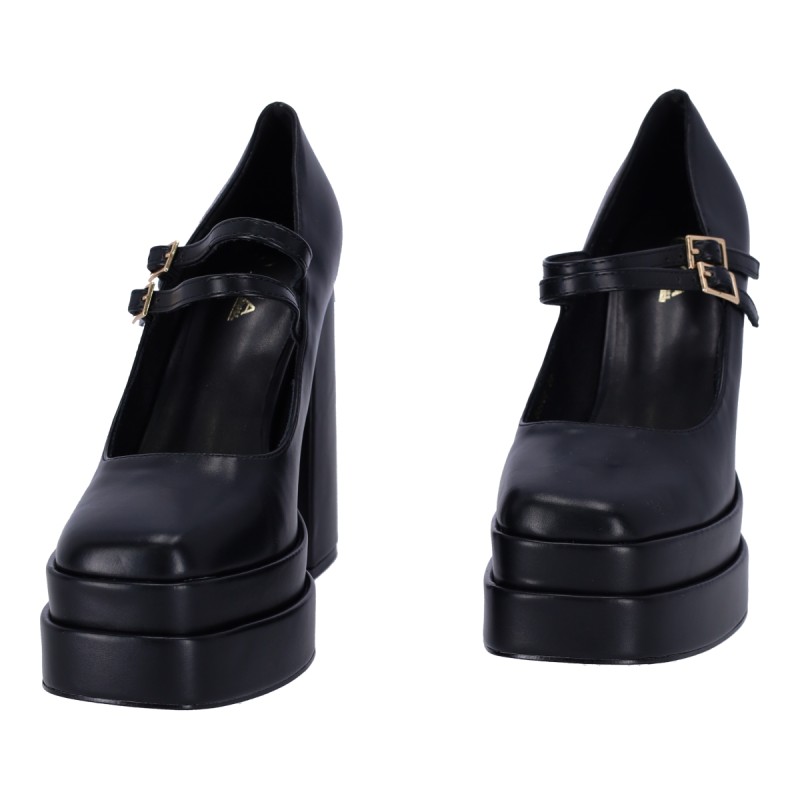 Mia Shoes Γυναικεία Γόβα Με Φιάπα Και Χοντρό Τακούνι