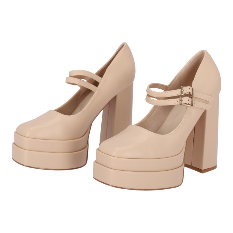 Mia Shoes Γυναικεία Γόβα Με Φιάπα Και Χοντρό Τακούνι