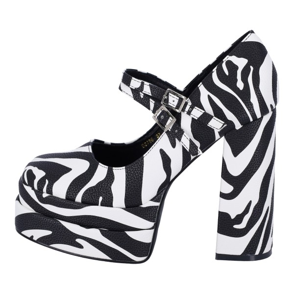 Mia Shoes Γυναικεία Γόβα Με Φιάπα Και Διπλή Μπαρέτα Με Σχέδιο Animal Print 